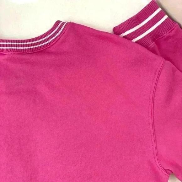 Hello Kitty Bright Pink W/ White Stripe Rayon Oversized Crew Neck Sweatshirt (M) - Picture 14 of 16